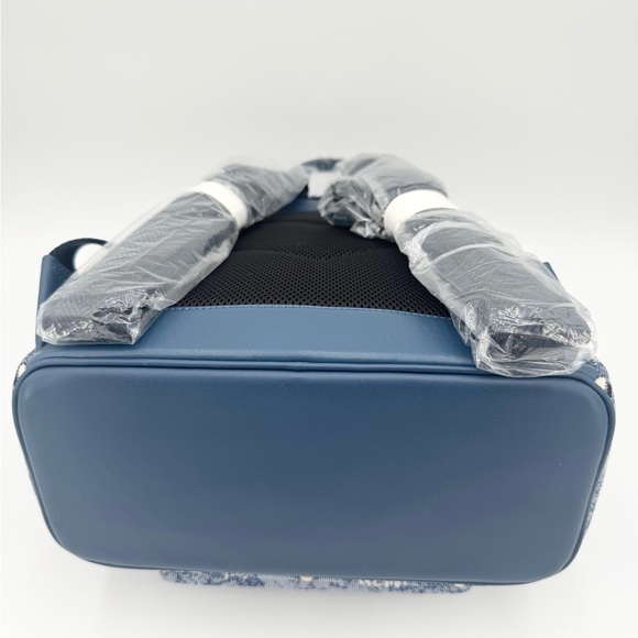 MCM New With Tags Logo Monogrammed Jacquard & Leather Blue Backpack - Picture 12 of 14